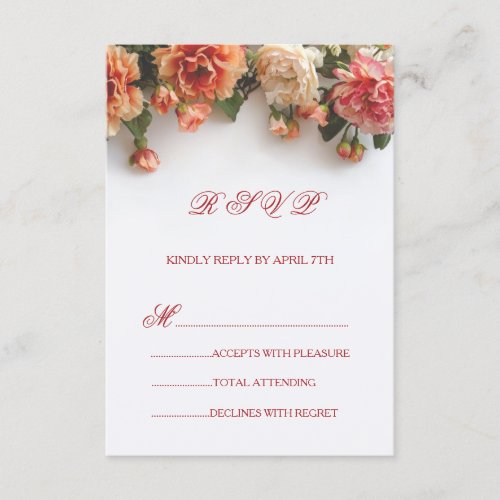 Realistic 3D Flowers Flowers Wild Roses RSVP Card