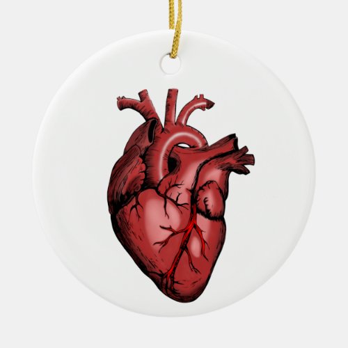 Realistic Anatomical Heart Image Ceramic Ornament