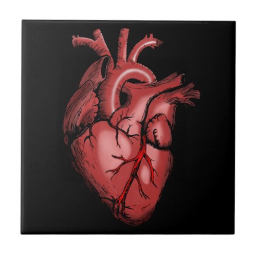 Realistic Anatomical Heart Image Ceramic Tile