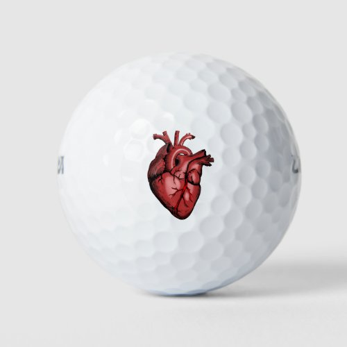 Realistic Anatomical Heart Image Golf Balls