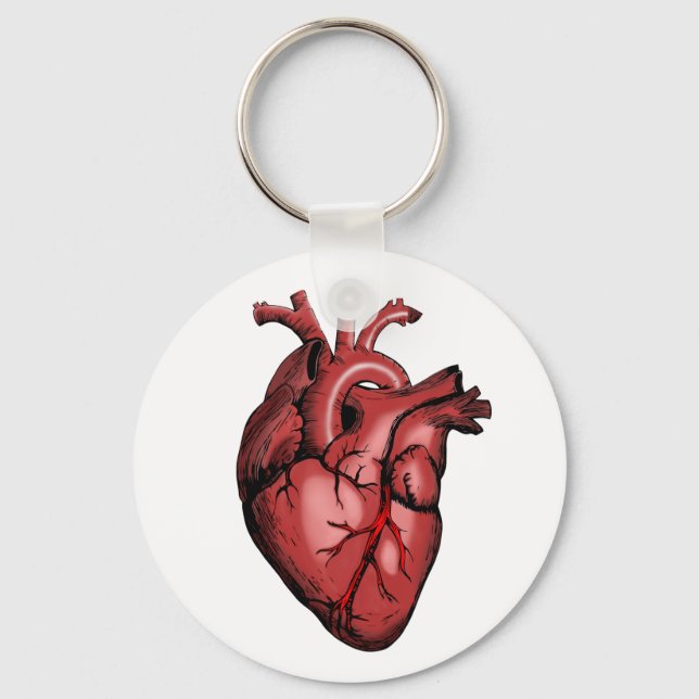 Realistic Anatomical Heart Image Keychain (Front)