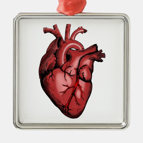 Realistic Anatomical Heart Image Metal Ornament