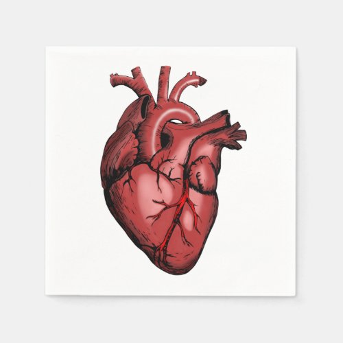 Realistic Anatomical Heart Image Napkins