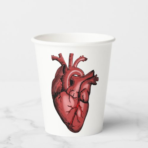Realistic Anatomical Heart Image Paper Cups