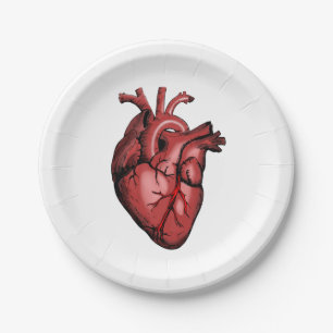 Realistic Anatomical Heart Image Paper Plates
