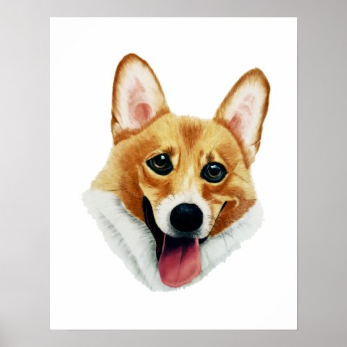 Realistic and Cute Corgi Dog Poster