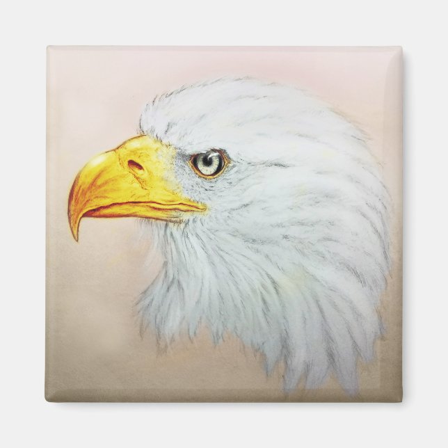 Realistic animal art, Square Magnet - Eagle (Front)