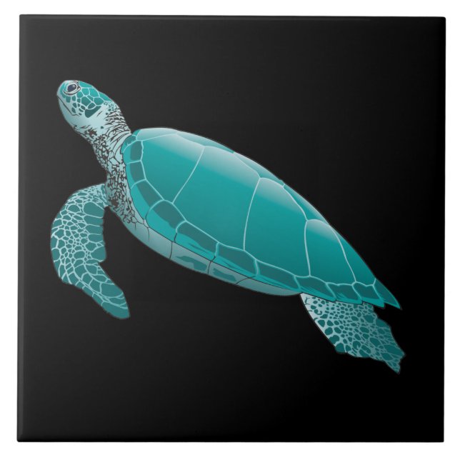 Realistic animated Sea Turtle Ceramic Tile (Front)