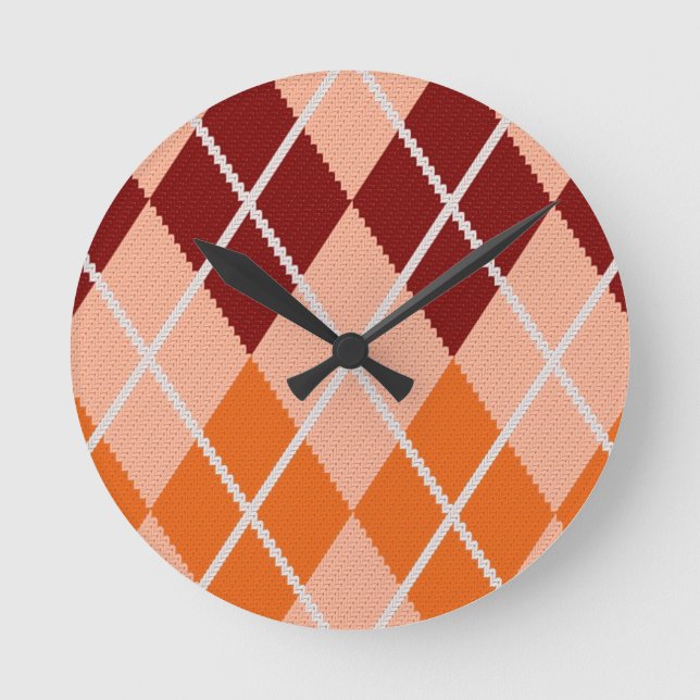 Realistic Argyle Cloth Round Clock (Front)