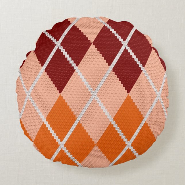 Realistic Argyle Cloth Round Pillow (Front)