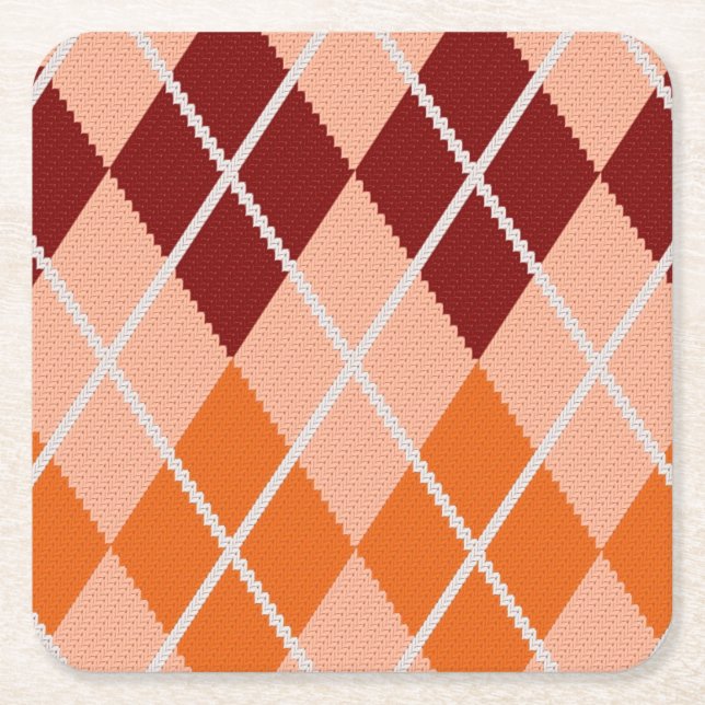 Realistic Argyle Cloth Square Paper Coaster (Front)