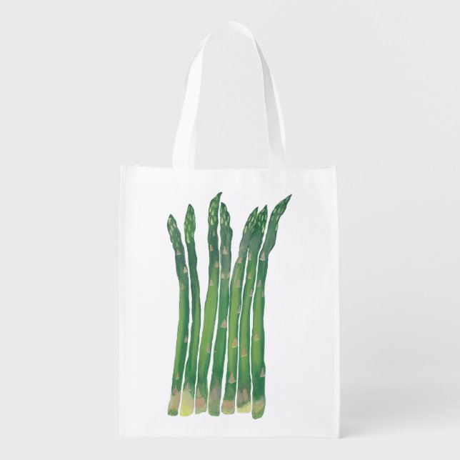 Realistic Asparagus Spears Reusable Grocery Bags (Front)