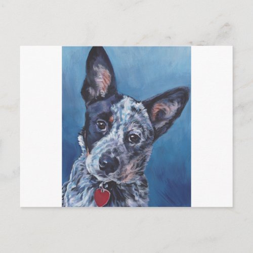 realistic australian cattle Dog Fine Art Painting Postcard