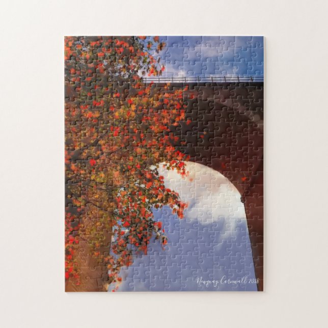 Realistic autumn tree with red leaves in Newquay Jigsaw Puzzle (Vertical)