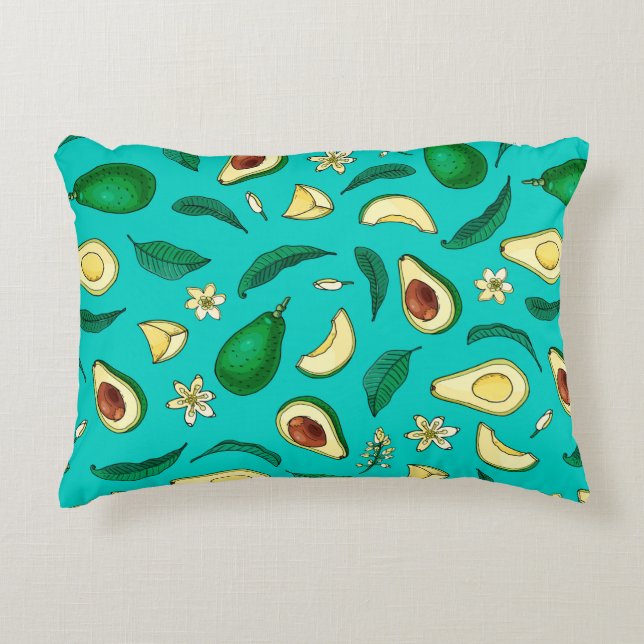 Realistic avocado. Seamless pattern. Summer exotic Accent Pillow (Front)