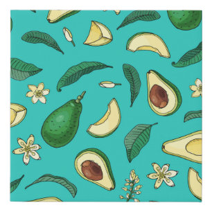 Realistic Avocado: Summer Food Pattern Faux Canvas Print
