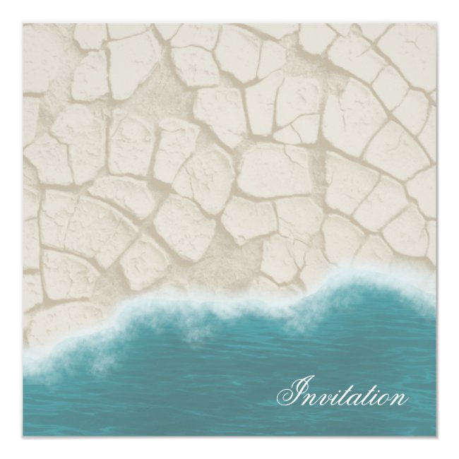 Realistic Beach Invitation: Sand and Ocean Water