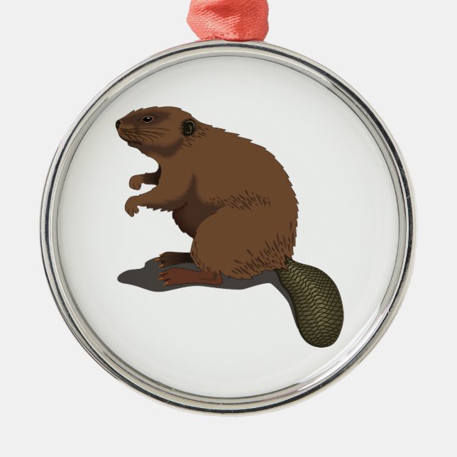 Realistic Beaver Metal Ornament (Front)