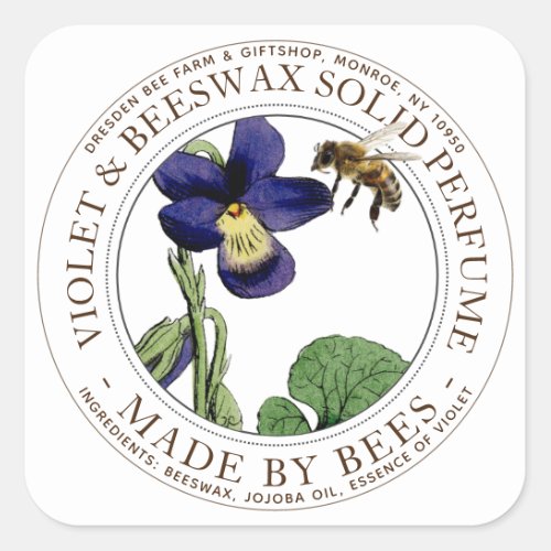 Realistic Bee and Violet Lip Gloss Editable Label