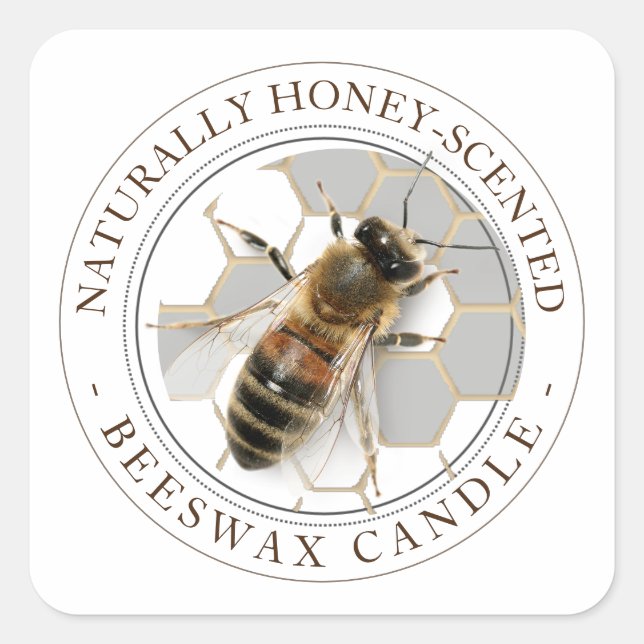 Realistic Bee Beeswax Candle Label (Front)