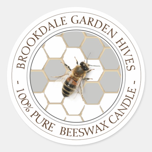 Realistic Bee Beeswax Candle Label (Front)
