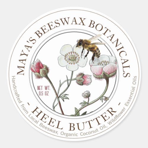 Realistic Bee Beeswax Product Label Heel Butter