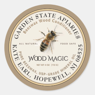 Realistic Bee Beeswax Wood Conditioner Label