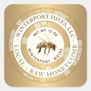 Realistic Bee Gold Honeycomb Beekeeper Label