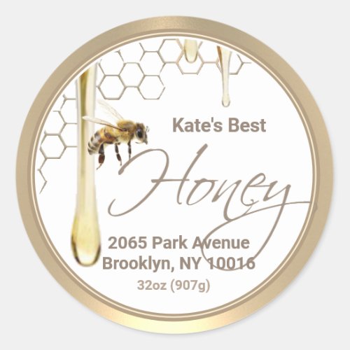 Realistic Bee Honeycomb Honey Drip Gold Label
