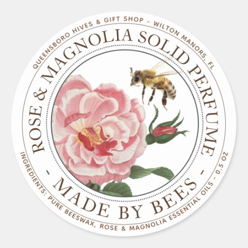 Realistic Bee  Rose Solid Perfume Editable Label