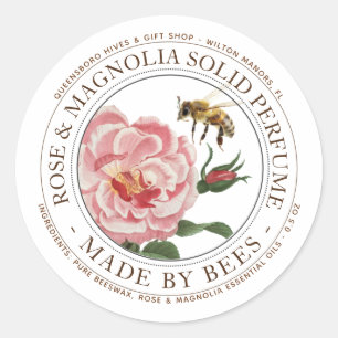 Realistic Bee & Rose Solid Perfume Editable Label