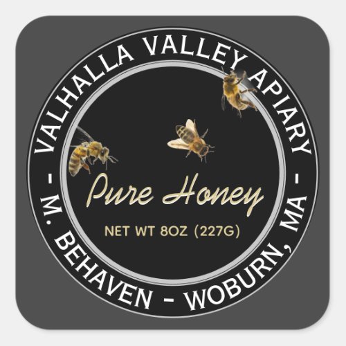 Realistic Bees Honey Label
