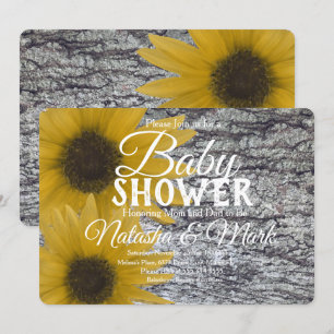 Realistic Birchwood Sunflowers Baby Shower Invitation