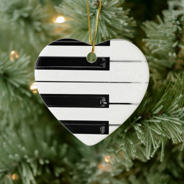 Realistic Black White Piano Keyboard Keys Ceramic Ornament (Tree)