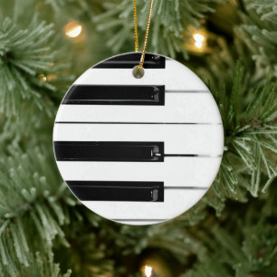 Realistic Black White Piano Keyboard Keys Ceramic Ornament