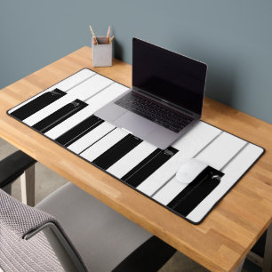 Realistic Black White Piano Keyboard Keys Desk Mat