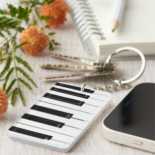 Realistic Black White Piano Keyboard Keys Keychain