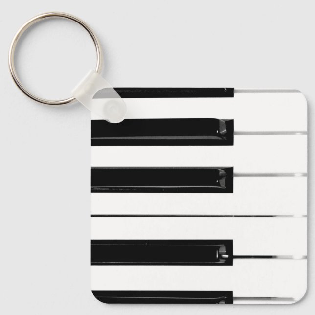 Realistic Black White Piano Keyboard Keys Keychain (Front)