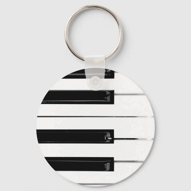 Realistic Black White Piano Keyboard Keys Keychain (Front)