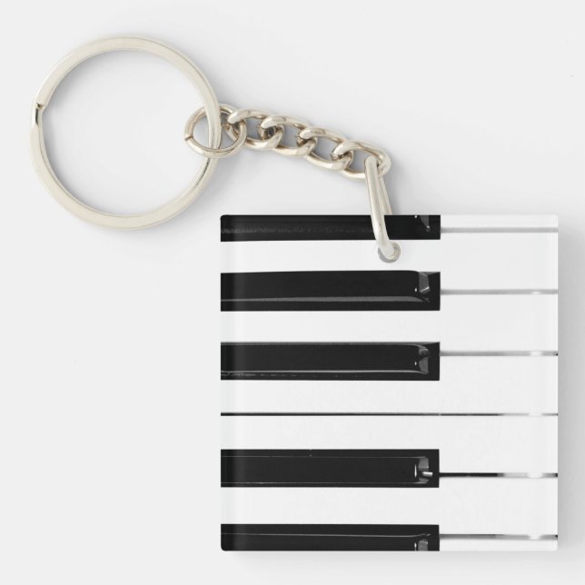 Realistic Black White Piano Keyboard Keys Keychain (Front)