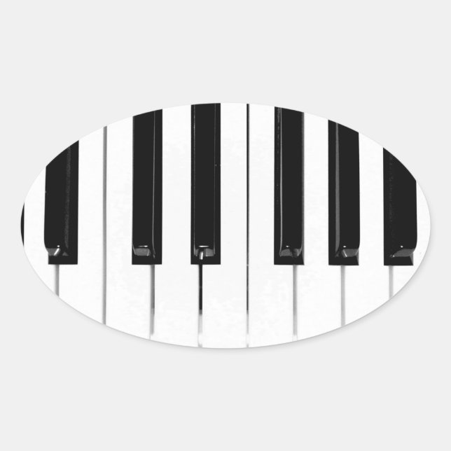 Realistic Black White Piano Keyboard Keys Oval Sticker (Front)