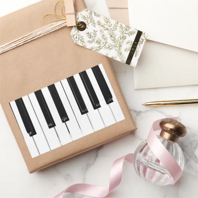 Realistic Black White Piano Keyboard Keys Rectangular Sticker | Zazzle