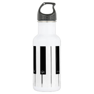 Realistic Black White Piano Keyboard Keys Stainless Steel Water Bottle