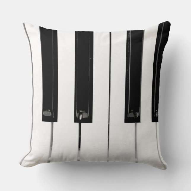 Realistic Black White Piano Keyboard Keys Throw Pillow (Front)