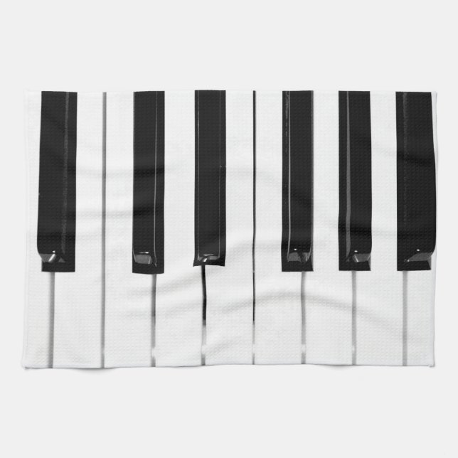 Realistic Black White Piano Keyboard Keys Towel (Horizontal)