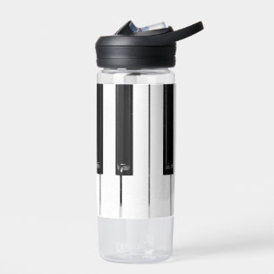 Realistic Black White Piano Keyboard Keys Water Bottle