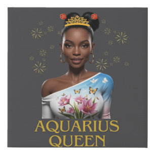 Realistic black woman aquarius queen birthday faux canvas print