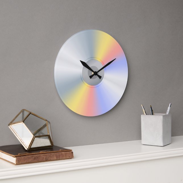 Realistic Blank Shiny CD Music Lovers Large Clock (Office)