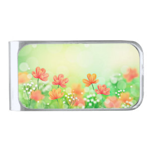 Realistic Blurred Spring Background-2374 Silver Finish Money Clip
