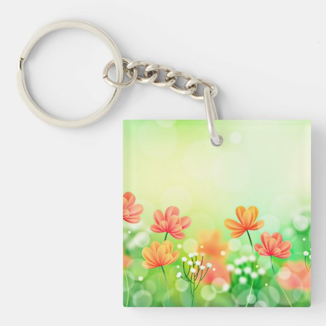Realistic Blurred Spring Background-52374 Keychain (Front)